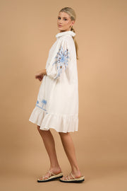 Dress - June White Palm Embroidered