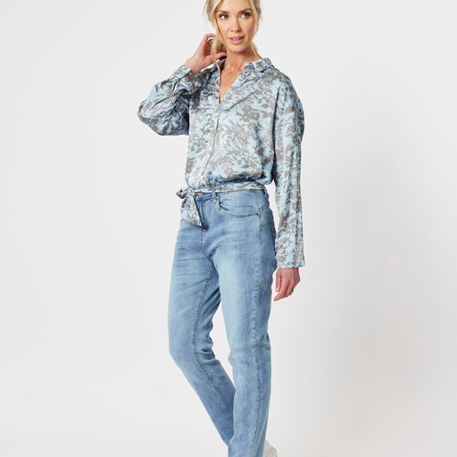 Top - GS Susie Floral Print Shirt with Belt